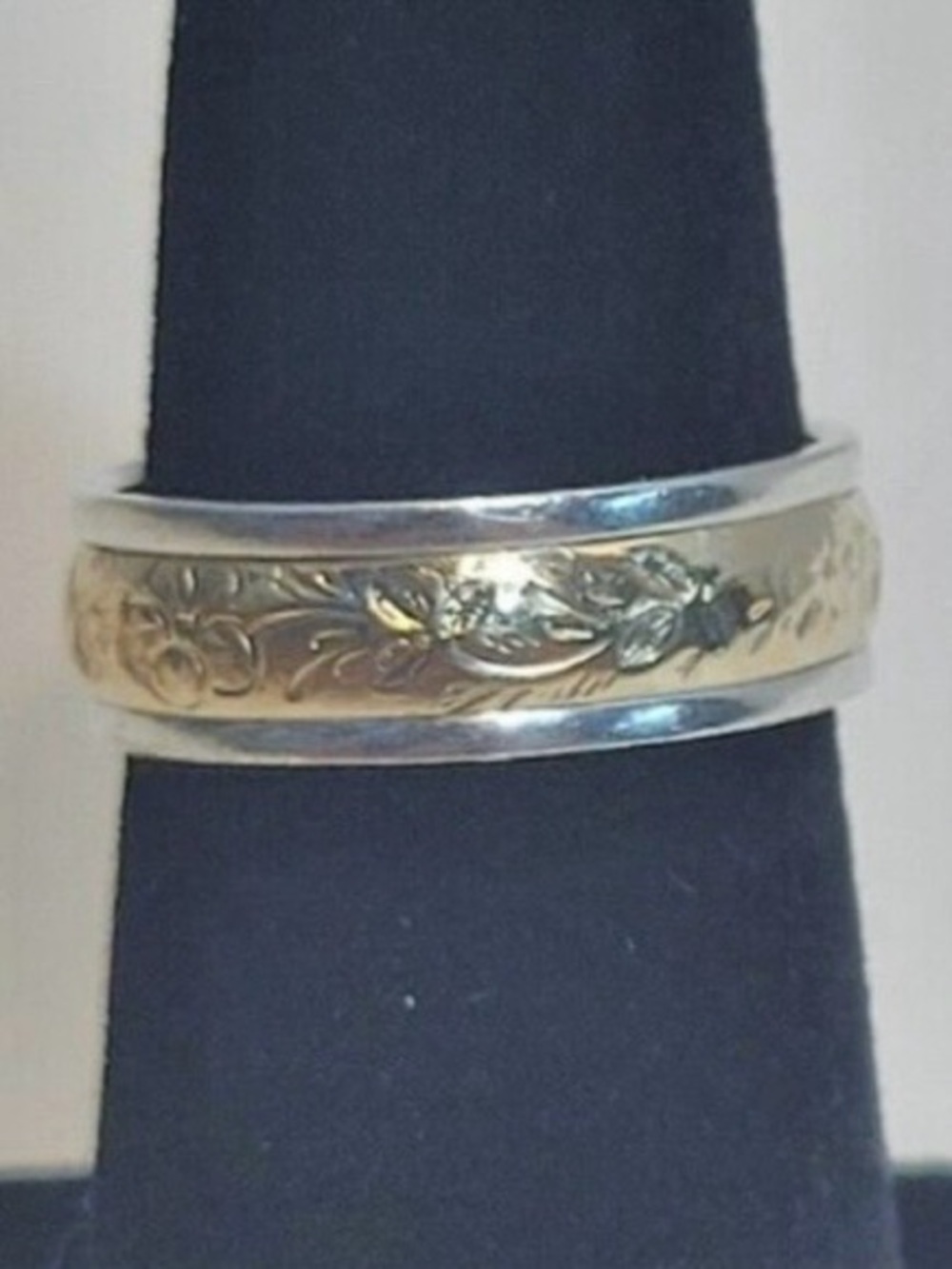 Women’s 14k Gold Filled Inlay/Sterling Silver floral band 🌟 - Picture 6 of 8